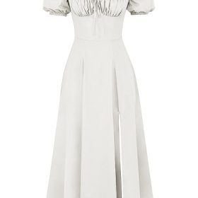 Tallulah White Puff Sleeve Midi Sundress - Image 2