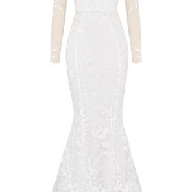 Isabelle White Lace Long Sleeve Bridal Gown - Image 2