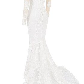 Isabelle White Lace Long Sleeve Bridal Gown - Image 3