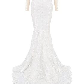 Isabelle White Lace Long Sleeve Bridal Gown - Image 4