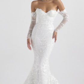 Isabelle White Lace Long Sleeve Bridal Gown - Image 6