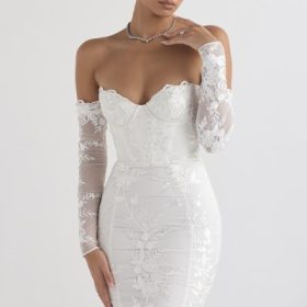Isabelle White Lace Long Sleeve Bridal Gown - Image 10