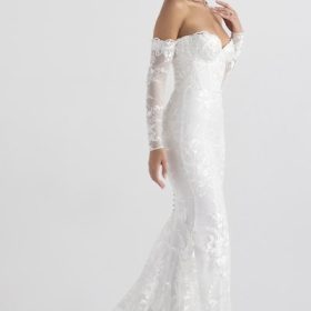 Isabelle White Lace Long Sleeve Bridal Gown - Image 13