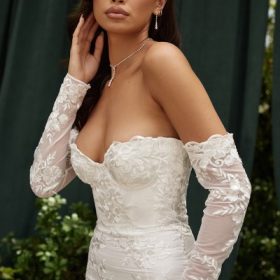 Isabelle White Lace Long Sleeve Bridal Gown - Image 19