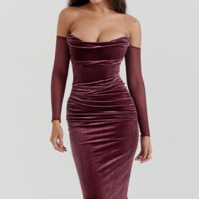 Leora Mulberry Strapless Midi Dress - Image 5