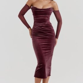 Leora Mulberry Strapless Midi Dress - Image 7