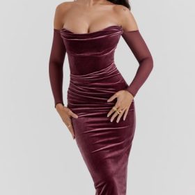 Leora Mulberry Strapless Midi Dress - Image 8