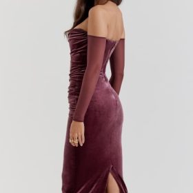Leora Mulberry Strapless Midi Dress - Image 10
