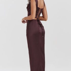 Vesper Rich Brown Maxi Skirt - Image 11