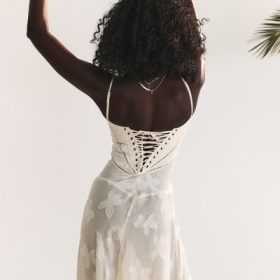 Seren Vintage Cream Floral Lace Back Maxi Dress
