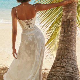 Seren Vintage Cream Floral Lace Back Maxi Dress - Image 17