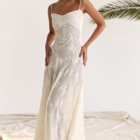 Seren Vintage Cream Floral Lace Back Maxi Dress - Image 20
