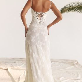 Seren Vintage Cream Floral Lace Back Maxi Dress - Image 21