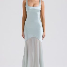 Vittoria Pistachio Chiffon Floor Length Gown - Image 5