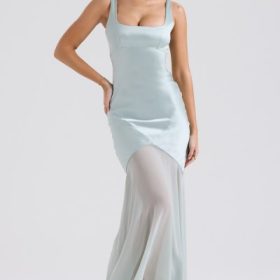 Vittoria Pistachio Chiffon Floor Length Gown - Image 7