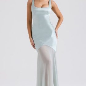 Vittoria Pistachio Chiffon Floor Length Gown - Image 8