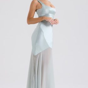 Vittoria Pistachio Chiffon Floor Length Gown - Image 9