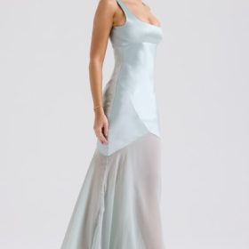 Vittoria Pistachio Chiffon Floor Length Gown - Image 10