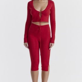 Abigail Cherry Knit Capri Trousers - Image 7