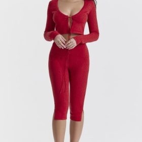 Abigail Cherry Knit Capri Trousers - Image 8
