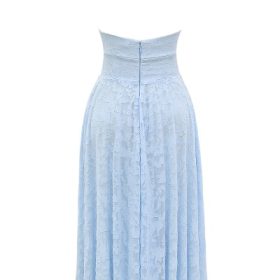 Arietta Bluebell Floral Jacquard Halter Midi Dress - Image 4