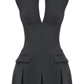 Eleanor Charcoal Pleated Corset Dress - Image 2