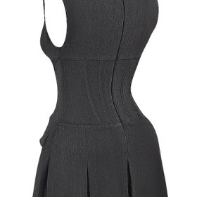 Eleanor Charcoal Pleated Corset Dress - Image 3