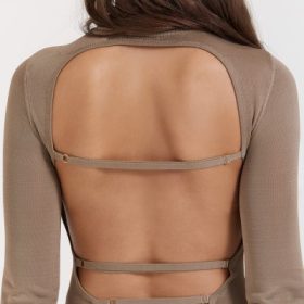 Roberta Tan Knit Midi Dress - Image 14