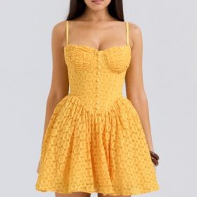 Carolina Apricot Lace Corset Mini Dress - Image 5