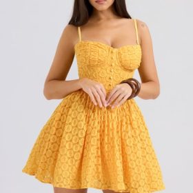 Carolina Apricot Lace Corset Mini Dress - Image 6