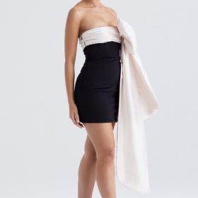 Jana Black & Ivory Bow Mini Dress - Image 10