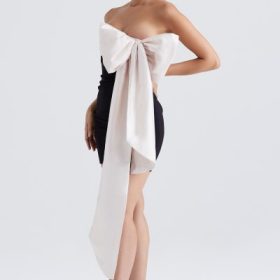 Jana Black & Ivory Bow Mini Dress - Image 11