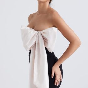 Jana Black & Ivory Bow Mini Dress - Image 12