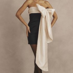 Jana Black & Ivory Bow Mini Dress - Image 19