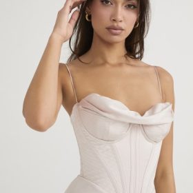 Myrna Crystal Satin Corset Midi Dress - Image 10