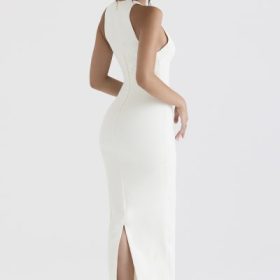 Eleanora Ivory Plunge Maxi Dress