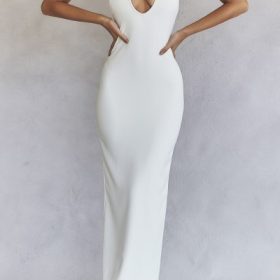 Eleanora Ivory Plunge Maxi Dress - Image 6
