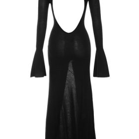 Sancha Black Knit Maxi Dress - Image 4