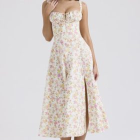 Carmen Ivory Meadow Print Cotton Bustier Sundress - Image 5