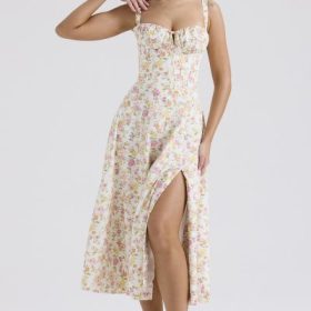 Carmen Ivory Meadow Print Cotton Bustier Sundress - Image 8