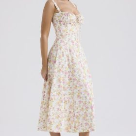 Carmen Ivory Meadow Print Cotton Bustier Sundress - Image 9