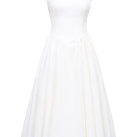 Debutante Ivory Moire Satin Midi Dress - Image 2