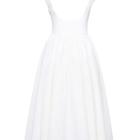 Debutante Ivory Moire Satin Midi Dress - Image 4