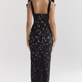 Tiff Black Velvet Lace Maxi Dress - Image 2