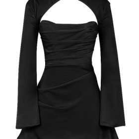 Toira Black Draped Corset Dress - Image 2