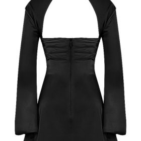Toira Black Draped Corset Dress - Image 4