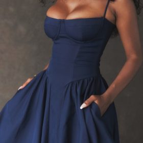 Samaria French Navy Corset Sundress