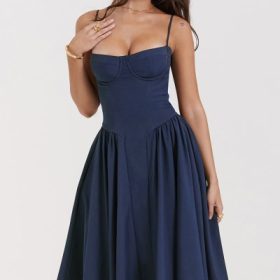 Samaria French Navy Corset Sundress - Image 5