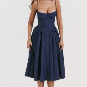 Samaria French Navy Corset Sundress - Image 9