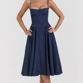 Samaria French Navy Corset Sundress - Image 10